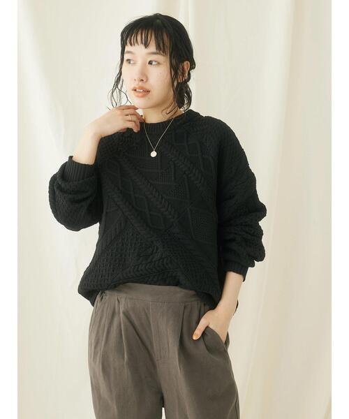 CRAFT STANDARD BOUTIQUE(クラフトスタンダードブティック)の「リサイクルポリエステルパッチワークプルオーバー(Tシャツ/カットソー・レディース・ブラック/アイボリー/ベージュ・FREE)」の8枚目の写真