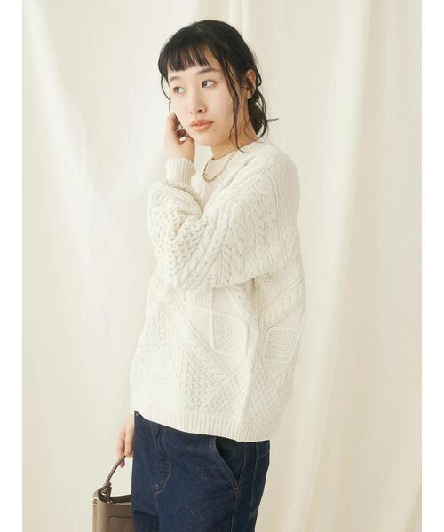 CRAFT STANDARD BOUTIQUE(クラフトスタンダードブティック)の「リサイクルポリエステルパッチワークプルオーバー(Tシャツ/カットソー・レディース・ブラック/アイボリー/ベージュ・FREE)」の14枚目の写真