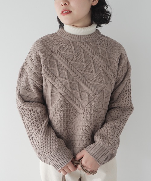 CRAFT STANDARD BOUTIQUE(クラフトスタンダードブティック)の「リサイクルポリエステルパッチワークプルオーバー(Tシャツ/カットソー・レディース・ブラック/アイボリー/ベージュ・FREE)」の2枚目の写真