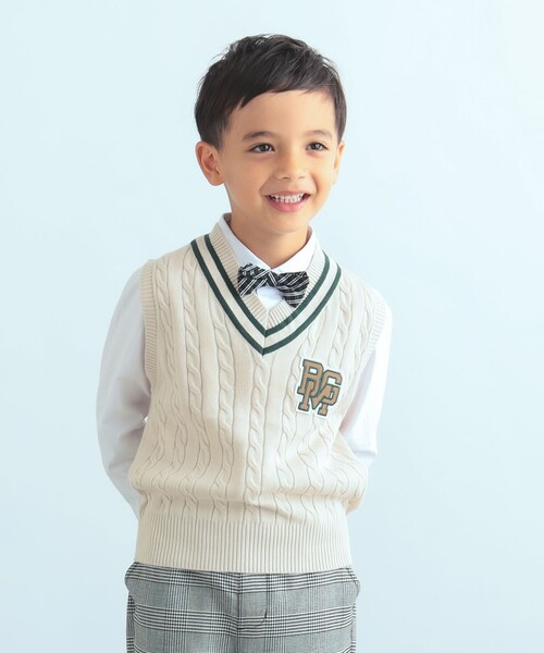 B:MING by BEAMS(ビーミングバイビームス)の「【フォーマル】B:MING by BEAMS / セレモニー チルデンニット ベスト(100~130cm)(ベスト・キッズ・ネイビー/アイボリー・110/120/100/130)」の3枚目の写真