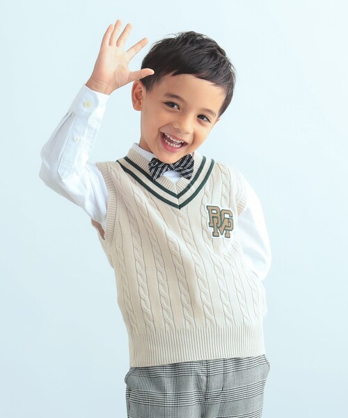 B:MING by BEAMS(ビーミングバイビームス)の「【フォーマル】B:MING by BEAMS / セレモニー チルデンニット ベスト(100~130cm)(ベスト・キッズ・ネイビー/アイボリー・110/120/100/130)」の4枚目の写真