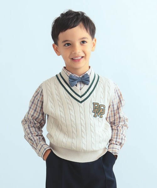 B:MING by BEAMS(ビーミングバイビームス)の「【フォーマル】B:MING by BEAMS / セレモニー チルデンニット ベスト(100~130cm)(ベスト・キッズ・ネイビー/アイボリー・110/120/100/130)」の6枚目の写真