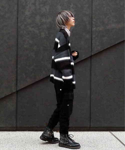 Bling Leads(ブリングリーズ)の「Z)【BLINGLEADS】723803 モヘアタッチマルチボーダークルー(ニット/セーター・メンズ・グレー系その他/ブラック系その他/ホワイト系その他2/ホワイト系その他・LARGE/MEDIUM)」の6枚目の写真