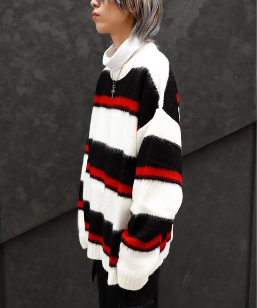 Bling Leads(ブリングリーズ)の「Z)【BLINGLEADS】723803 モヘアタッチマルチボーダークルー(ニット/セーター・メンズ・グレー系その他/ブラック系その他/ホワイト系その他2/ホワイト系その他・LARGE/MEDIUM)」の20枚目の写真