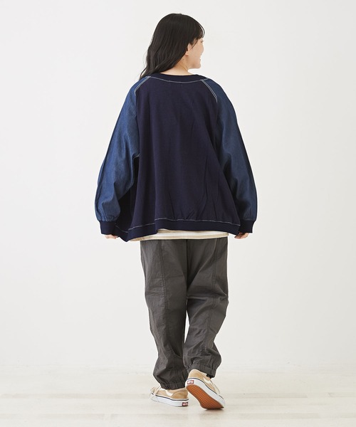 CUBE SUGAR(キューブシュガー)の「WEB限定インディゴスウェット×デニムカーディガン(カーディガン/ボレロ・レディース・ブルー/ネイビー・M)」の14枚目の写真