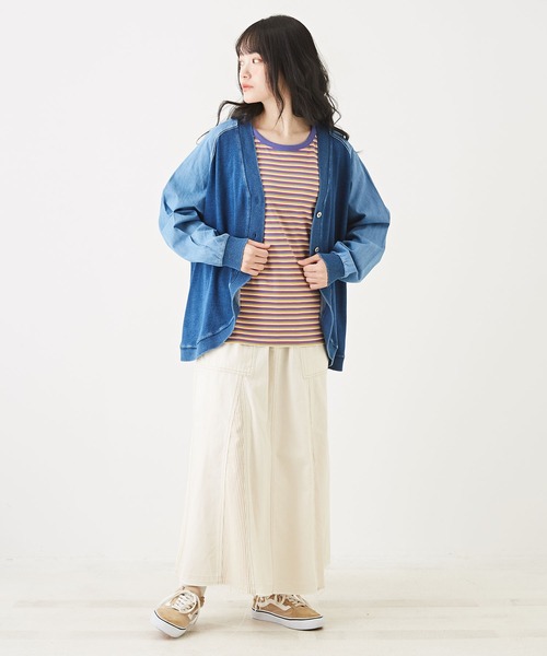 CUBE SUGAR(キューブシュガー)の「WEB限定インディゴスウェット×デニムカーディガン(カーディガン/ボレロ・レディース・ブルー/ネイビー・M)」の18枚目の写真