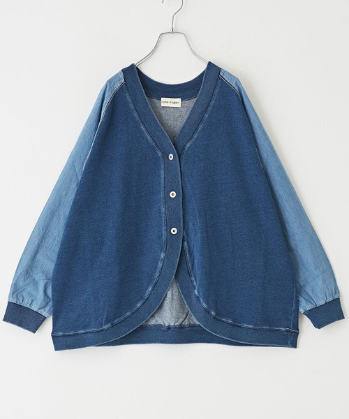 CUBE SUGAR(キューブシュガー)の「WEB限定インディゴスウェット×デニムカーディガン(カーディガン/ボレロ・レディース・ブルー/ネイビー・M)」の6枚目の写真