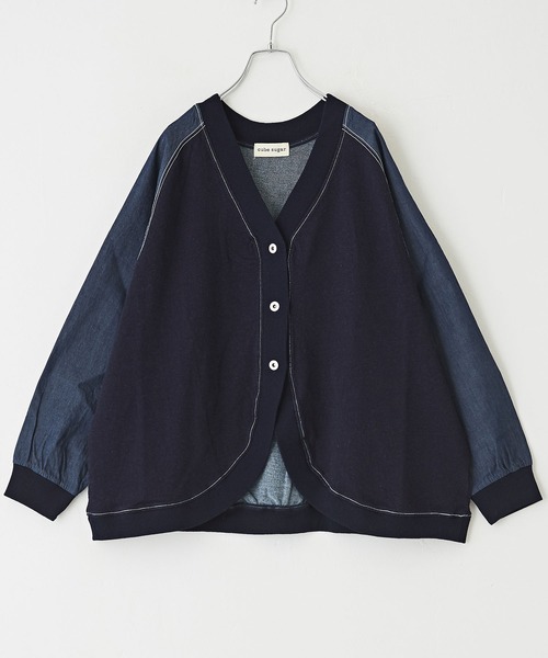 CUBE SUGAR(キューブシュガー)の「WEB限定インディゴスウェット×デニムカーディガン(カーディガン/ボレロ・レディース・ブルー/ネイビー・M)」の8枚目の写真