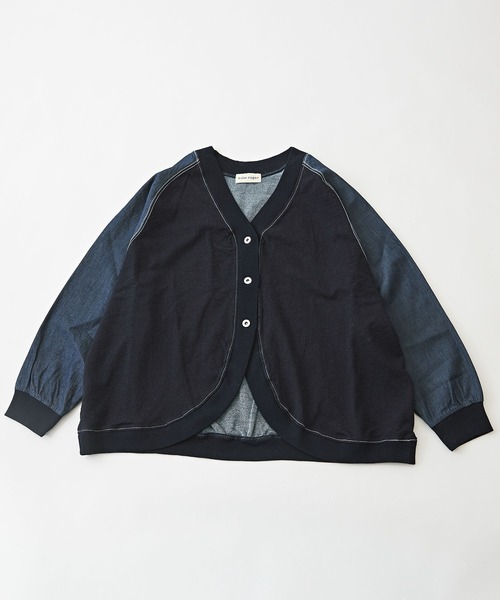 CUBE SUGAR(キューブシュガー)の「WEB限定インディゴスウェット×デニムカーディガン(カーディガン/ボレロ・レディース・ブルー/ネイビー・M)」の3枚目の写真