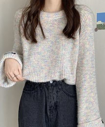 ミックスカラークルーネックニット