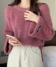ミックスカラークルーネックニット