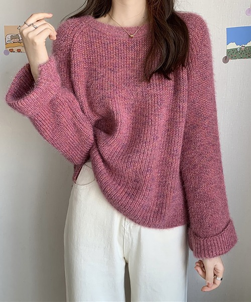 ガーリードール Girly Doll オーバーサイズクルーネックニット （ミックス） ミックスカラークルーネックニット（ニット/セーター）｜Girly