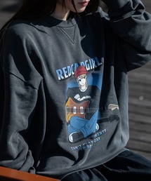 Red Cap Girl | 【a-r】〔RedCapGirl/レッドキャップガール〕ピグメント オーバーサイズ イラストプリント クルーネックスウェット(スウェット)