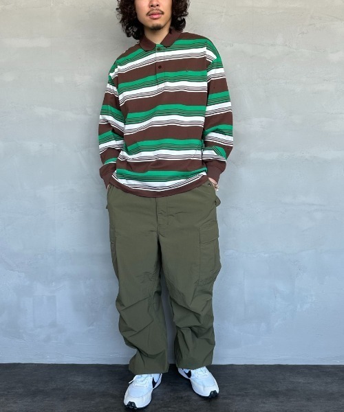 UNIVERSAL OVERALL（ユニバーサルオーバーオール）の「【men's FUDGE7月号掲載】[UNIVERSAL OVERALL/ユニバーサルオーバーオール] 別注 ボーダー柄 ロングスリーブポロシャツ（ポロシャツ・レディース・ブラウン/グリーン/ホワイト・M/L/S）」の20枚目の写真