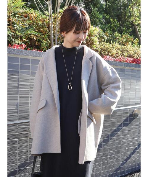 AMERICAN HOLIC(アメリカンホリック)の「リバーライクニュアンスコート(その他アウター・レディース・ベージュ系その他2/ネイビー・FREE)」の4枚目の写真