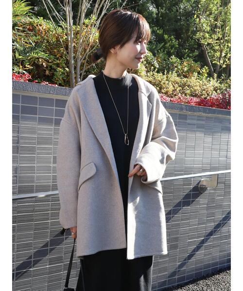 AMERICAN HOLIC(アメリカンホリック)の「リバーライクニュアンスコート(その他アウター・レディース・ベージュ系その他2/ネイビー・FREE)」の5枚目の写真