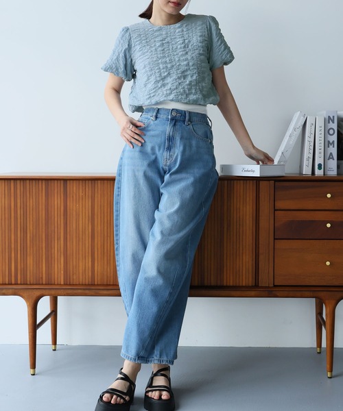 LAFFMO(ラフモ)の「バックオープンリボンショートトップス(シャツ/ブラウス・レディース・ピンク/イエロー/ブルー/ブラック・F)」の17枚目の写真