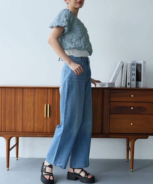 LAFFMO(ラフモ)の「バックオープンリボンショートトップス(シャツ/ブラウス・レディース・ピンク/イエロー/ブルー/ブラック・F)」の18枚目の写真