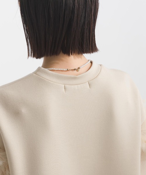 PICCIN（ピッチン）の「袖チュールフリルダンボールニットプルオーバー（Tシャツ/カットソー・レディース・ベージュ/ブラック・M）」の5枚目の写真