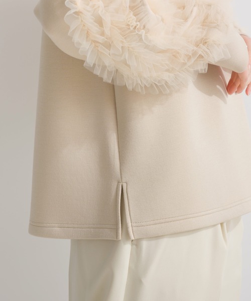 PICCIN（ピッチン）の「袖チュールフリルダンボールニットプルオーバー（Tシャツ/カットソー・レディース・ベージュ/ブラック・M）」の9枚目の写真