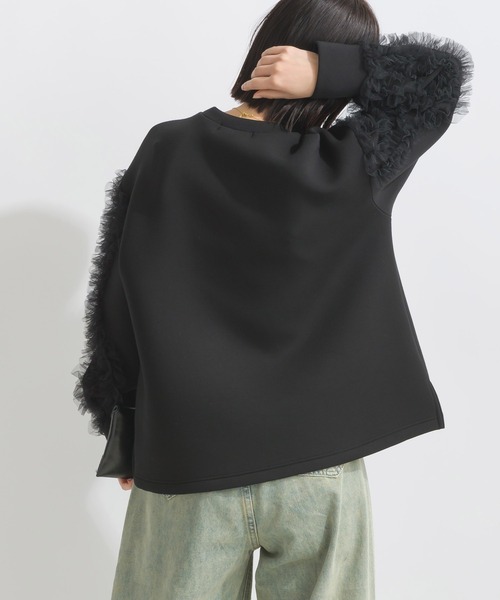 PICCIN（ピッチン）の「袖チュールフリルダンボールニットプルオーバー（Tシャツ/カットソー・レディース・ベージュ/ブラック・M）」の20枚目の写真