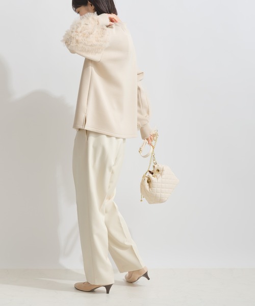 PICCIN（ピッチン）の「袖チュールフリルダンボールニットプルオーバー（Tシャツ/カットソー・レディース・ベージュ/ブラック・M）」の16枚目の写真