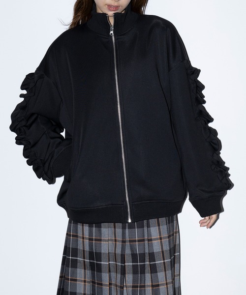 セール】【MAISON BREEZE reveur】ruffle sleeve track jacket フリル