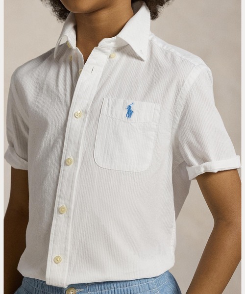POLO RALPH LAUREN CHILDRENSWEAR(ポロ ラルフ ローレン チルドレンズウェア)の「コットン シアサッカー ショートスリーブ シャツ(シャツ/ブラウス・キッズ・ホワイト・L/M/S/XL)」の5枚目の写真