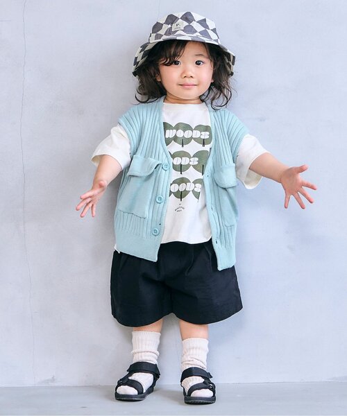 p.premier（ピードットプルミエ）の「ポケットデザインサマーニットジレ（ベスト・キッズ・オフホワイト/ブラック/サックスブルー・100/90/80/110/140/130/120）」の7枚目の写真