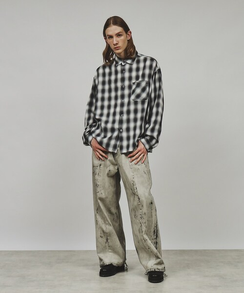 tk.TAKEO KIKUCHI(ティーケータケオキクチ)の「◆オンブレーチェック長袖シャツ(シャツ/ブラウス・メンズ・グレー系1/ブラック系1・01/02/03)」の13枚目の写真