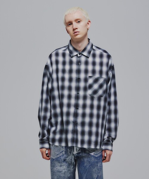 tk.TAKEO KIKUCHI(ティーケータケオキクチ)の「◆オンブレーチェック長袖シャツ(シャツ/ブラウス・メンズ・グレー系1/ブラック系1・01/02/03)」の21枚目の写真