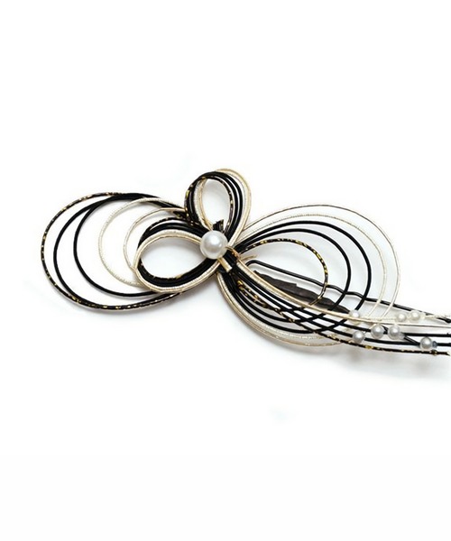 kimonomachi（キモノマチ）の「水引き 髪飾り ポイント髪飾り 髪飾り成人式　振袖髪飾り　袴 卒業式 成人式　 謝恩会 ヘアアクセサリー ヘアアレンジ Uピン髪飾り　ヘアアレンジ（和装小物・レディース・レッド/ゴールド/ブラック×ゴールド・ONE SIZE）」の2枚目の写真