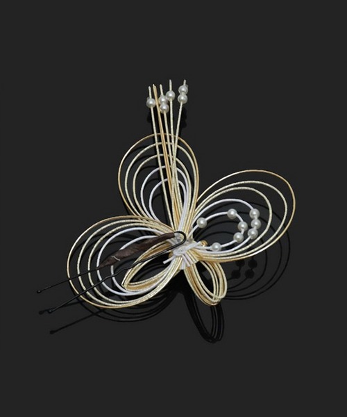 kimonomachi（キモノマチ）の「水引き 髪飾り ポイント髪飾り 髪飾り成人式　振袖髪飾り　袴 卒業式 成人式　 謝恩会 ヘアアクセサリー ヘアアレンジ Uピン髪飾り　ヘアアレンジ（和装小物・レディース・レッド/ゴールド/ブラック×ゴールド・ONE SIZE）」の15枚目の写真