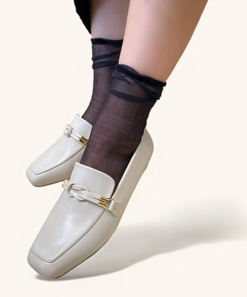 Sugar Sugar(シュガーシュガー)の「【SUGAR SUGAR】ローファー ウエッジ パンプス(5860)ビット付き デザイン 3cm(ローファー・レディース・アイボリー/ブラック・LL/S/M/L)」の4枚目の写真