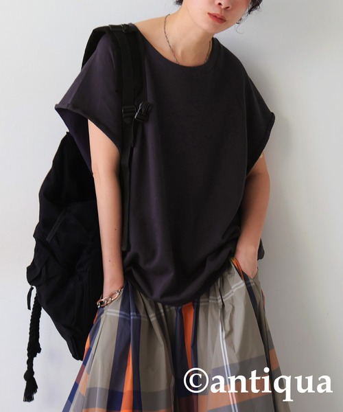 antiqua(アンティカ)の「ラグランベストトップス(ベスト・レディース・グレー系その他/ブラック/カーキオリーブ・FREE)」の13枚目の写真