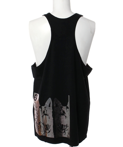 NO ID.（ノーアイディ）の「C天竺ペンタグラムプリントルーズタンクトップ（タンクトップ・メンズ・ブラック/ホワイト・1/2）」の4枚目の写真