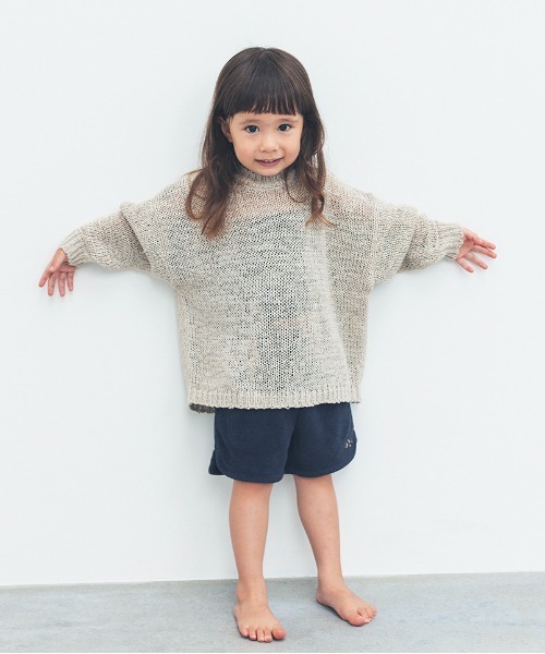 ooju（オージュ）の「【入荷禁止】【ooju】ぺーパリーニット(キッズ)（ニット/セーター・キッズ・グレイッシュベージュ/チャコールグレー・1/2/3/4）」の2枚目の写真