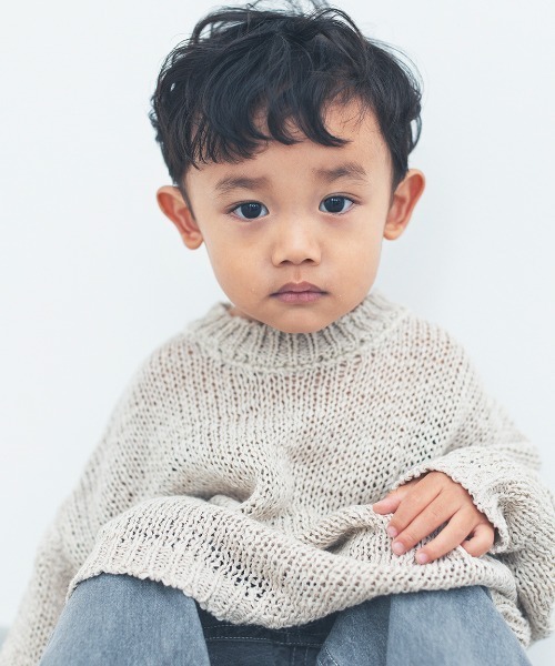 ooju（オージュ）の「【入荷禁止】【ooju】ぺーパリーニット(キッズ)（ニット/セーター・キッズ・グレイッシュベージュ/チャコールグレー・1/2/3/4）」の7枚目の写真