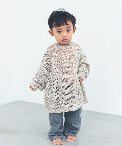 ooju（オージュ）の「【入荷禁止】【ooju】ぺーパリーニット(キッズ)（ニット/セーター・キッズ・グレイッシュベージュ/チャコールグレー・1/2/3/4）」の6枚目の写真