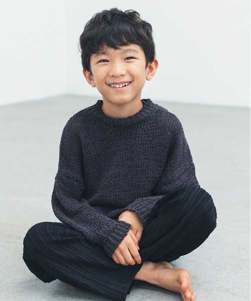 ooju（オージュ）の「【入荷禁止】【ooju】ぺーパリーニット(キッズ)（ニット/セーター・キッズ・グレイッシュベージュ/チャコールグレー・1/2/3/4）」の9枚目の写真