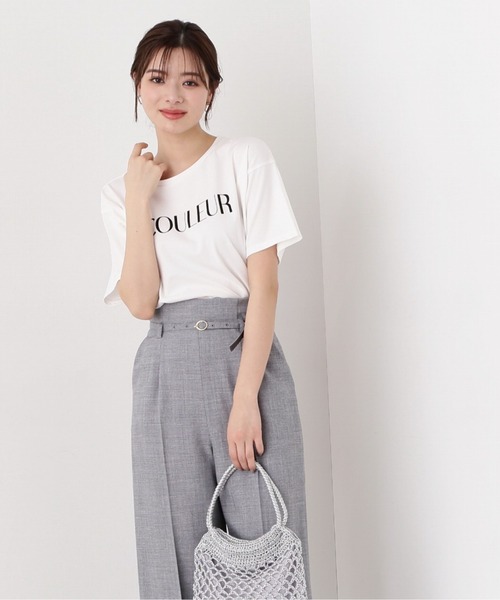 PROPORTION BODY DRESSING(プロポーションボディドレッシング)の「メッセージTシャツ / 1214160404(Tシャツ/カットソー・レディース・ダークグレー/ホワイト・FREE)」の1枚目の写真