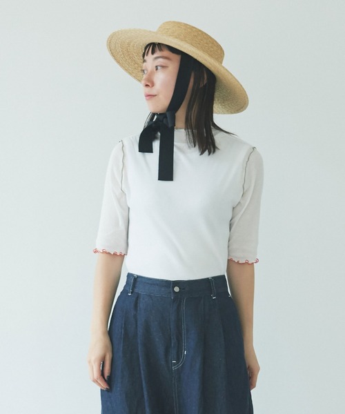 yuni(ユニ )の「強撚ストレッチフライス5分袖プルオーバー 1701CT006261(Tシャツ/カットソー・レディース・その他/ホワイト/グレー/ブラック/チャコールグレー・FREE)」の1枚目の写真