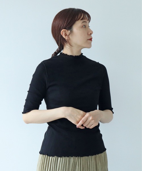 yuni(ユニ )の「強撚ストレッチフライス5分袖プルオーバー 1701CT006261(Tシャツ/カットソー・レディース・その他/ホワイト/グレー/ブラック/チャコールグレー・FREE)」の3枚目の写真