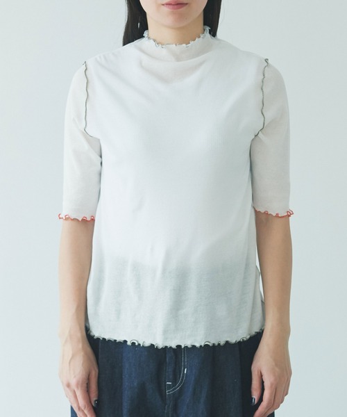 yuni(ユニ )の「強撚ストレッチフライス5分袖プルオーバー 1701CT006261(Tシャツ/カットソー・レディース・その他/ホワイト/グレー/ブラック/チャコールグレー・FREE)」の13枚目の写真