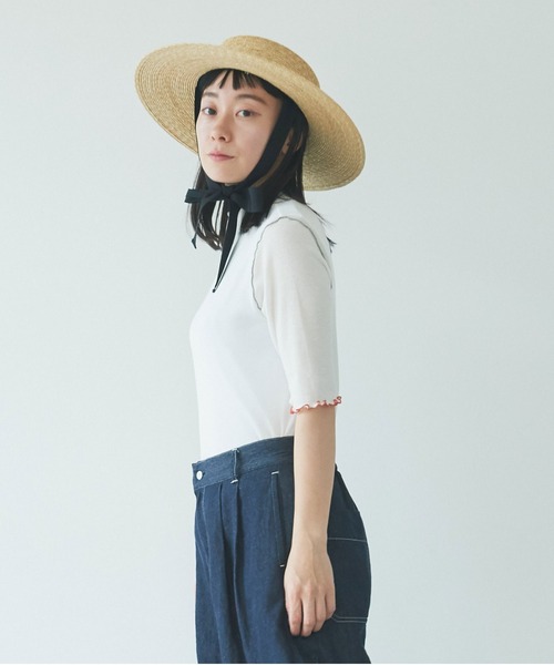 yuni(ユニ )の「強撚ストレッチフライス5分袖プルオーバー 1701CT006261(Tシャツ/カットソー・レディース・その他/ホワイト/グレー/ブラック/チャコールグレー・FREE)」の11枚目の写真