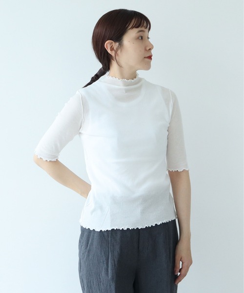 yuni(ユニ )の「強撚ストレッチフライス5分袖プルオーバー 1701CT006261(Tシャツ/カットソー・レディース・その他/ホワイト/グレー/ブラック/チャコールグレー・FREE)」の22枚目の写真