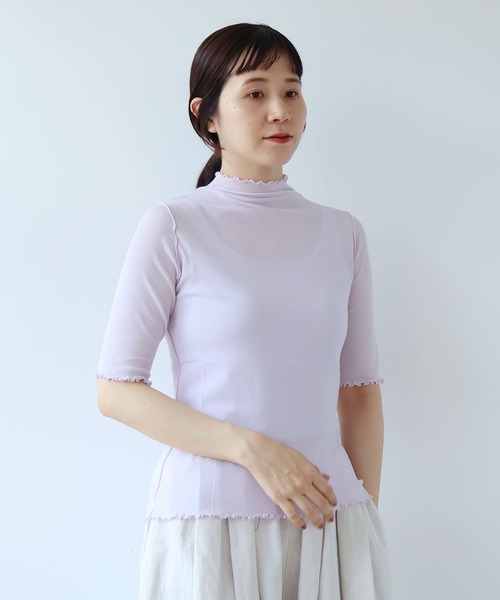 yuni(ユニ )の「△強撚ストレッチフライス5分袖プルオーバー 1701CT006261(Tシャツ/カットソー・レディース・その他/ホワイト/ブラック/グレー/チャコールグレー/パープル・FREE)」の8枚目の写真