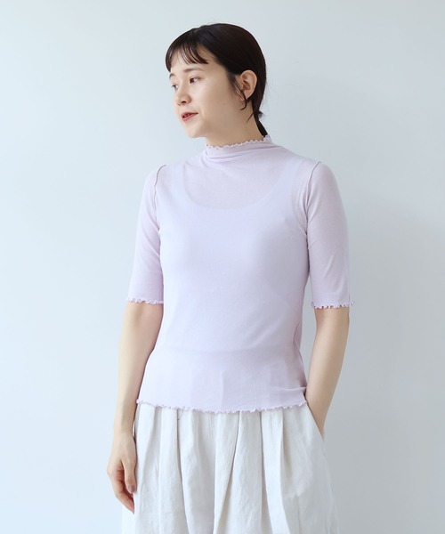 yuni(ユニ )の「△強撚ストレッチフライス5分袖プルオーバー 1701CT006261(Tシャツ/カットソー・レディース・その他/ホワイト/ブラック/グレー/チャコールグレー/パープル・FREE)」の7枚目の写真