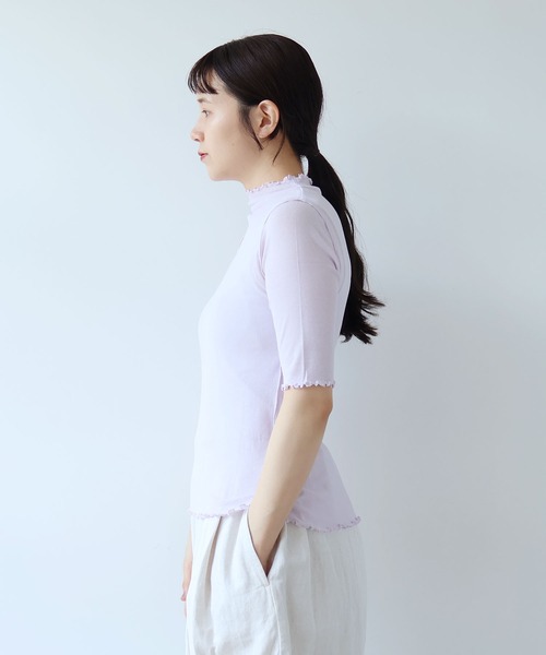 yuni(ユニ )の「△強撚ストレッチフライス5分袖プルオーバー 1701CT006261(Tシャツ/カットソー・レディース・その他/ホワイト/ブラック/グレー/チャコールグレー/パープル・FREE)」の9枚目の写真