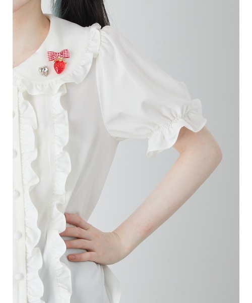 Ank Rouge（アンクルージュ）の「ストロベリープチリボンブラウス（シャツ/ブラウス・レディース・レッド/ブルー/ブラック・M）」の7枚目の写真